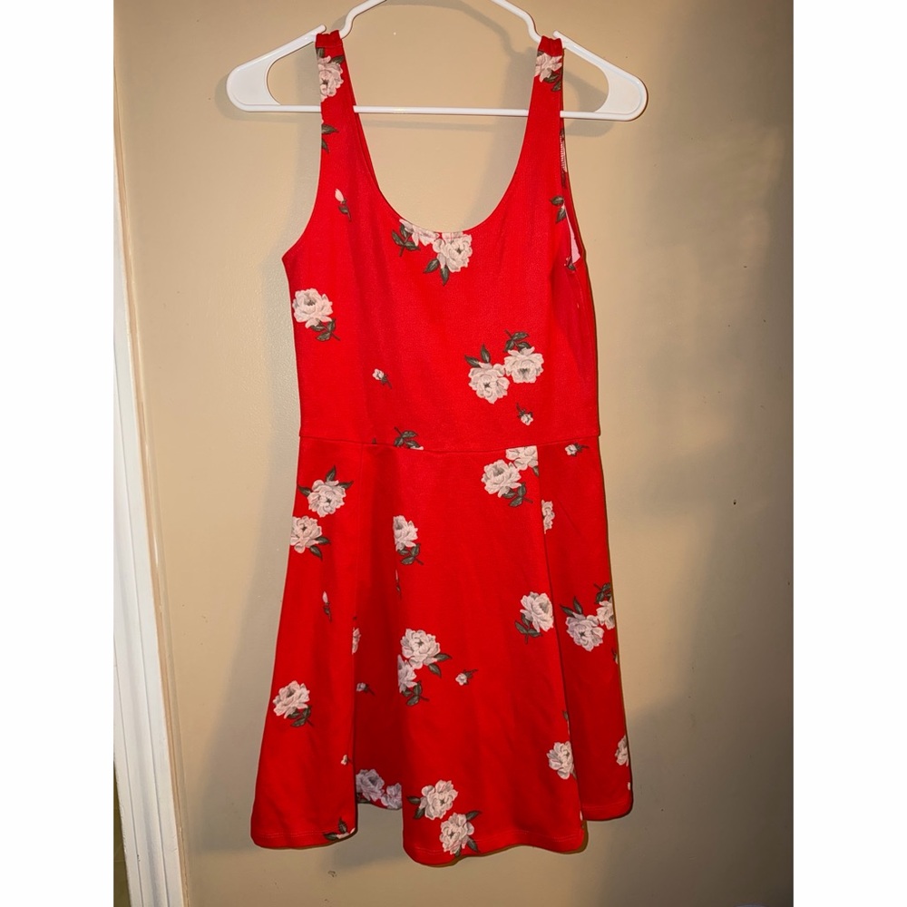 Divided Red and Pink Floral Dress